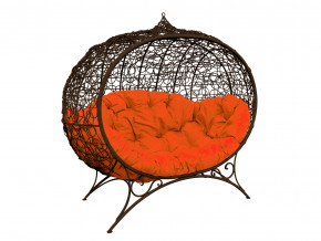 Кокон Улей на ножках с ротангом оранжевая подушка в Нязепетровске - nyazepetrovsk.magazinmebel.ru | фото - изображение 1