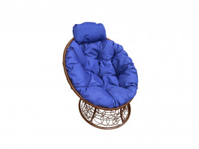 Кресло Папасан мини с ротангом синяя подушка в Нязепетровске - nyazepetrovsk.magazinmebel.ru | фото