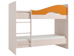 Кровать 2-х ярусная Мая на латофлексах млечный дуб, оранжевая в Нязепетровске - nyazepetrovsk.magazinmebel.ru | фото - изображение 1