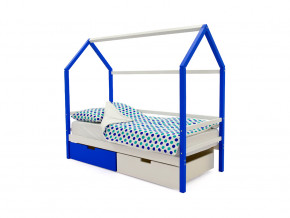 Кровать-домик Svogen с ящиками сине-белый в Нязепетровске - nyazepetrovsk.magazinmebel.ru | фото