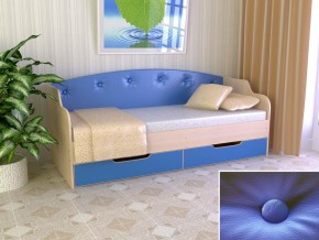 Кровать Юниор Тип 2 дуб молочный/синий 800х1600 в Нязепетровске - nyazepetrovsk.magazinmebel.ru | фото - изображение 1